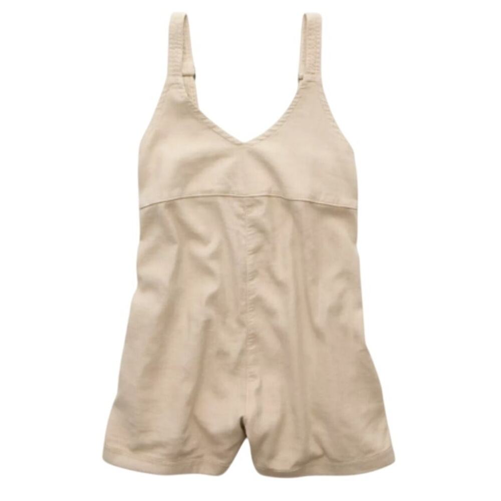 New American Eagle Womens Medium Linen Blend Baggy Short Overall Shortalls